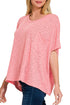 Keep It Loose Dark Pink Slub Hacci Oversized Top