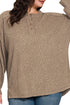 Plus Size Frosty Feels Mocha Brushed Hacci Henley Sweater