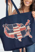 Faux Patchwork USA Map Canvas Jumbo Tote