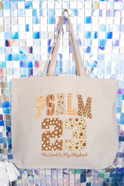 Floral Psalm 23 Canvas Jumbo Tote