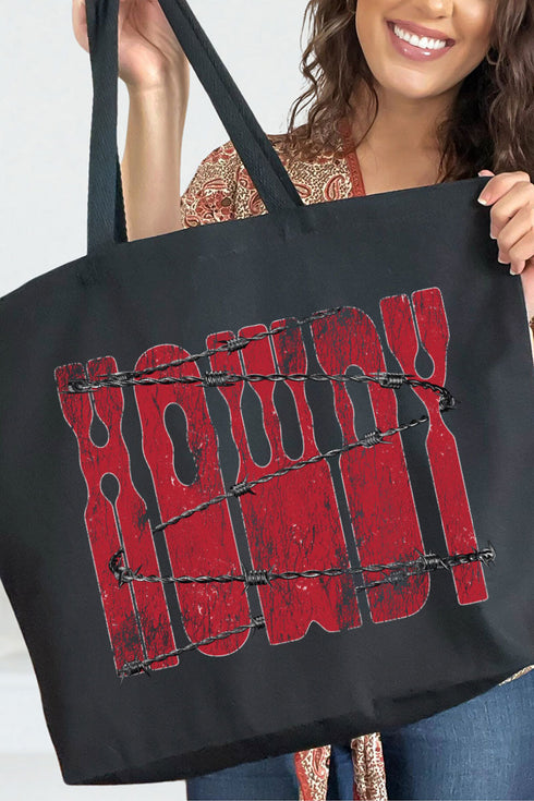 Barbed Wire Howdy Canvas Jumbo Tote