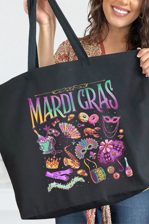 Beads, Bows, and Bourbon St Canvas Jumbo Tote