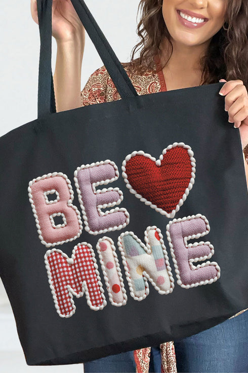 Be Mine Faux Yarn Canvas Jumbo Tote