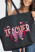 Bow Teacher Doodle Canvas Jumbo Tote