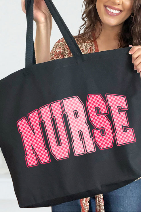 Checkered Care Canvas Jumbo Tote