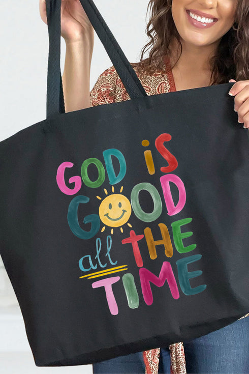 Colorful God Is Good Canvas Jumbo Tote