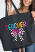 Colorful Teacher Ribbon Canvas Jumbo Tote