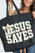 Jesus Saves Coquette Cross Canvas Jumbo Tote