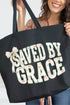 Coquette Cross Saved By Grace Canvas Jumbo Tote
