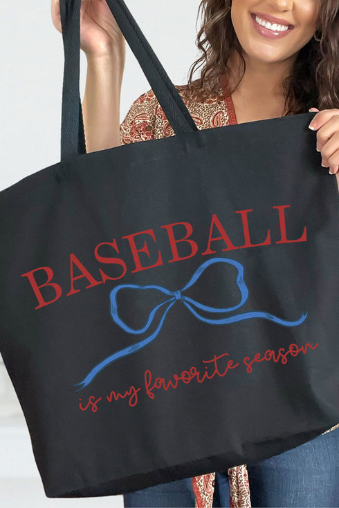 Coquette My Favorite Baseball Canvas Jumbo Tote