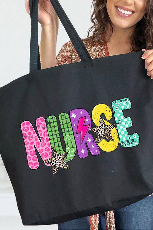 Distressed Retro Nurse Canvas Jumbo Tote