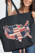 Faux Patchwork USA Map Canvas Jumbo Tote
