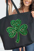 Faux Rhinestone Clover Canvas Jumbo Tote