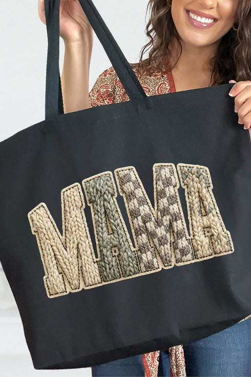 Faux Yarn Check Mama Canvas Jumbo Tote