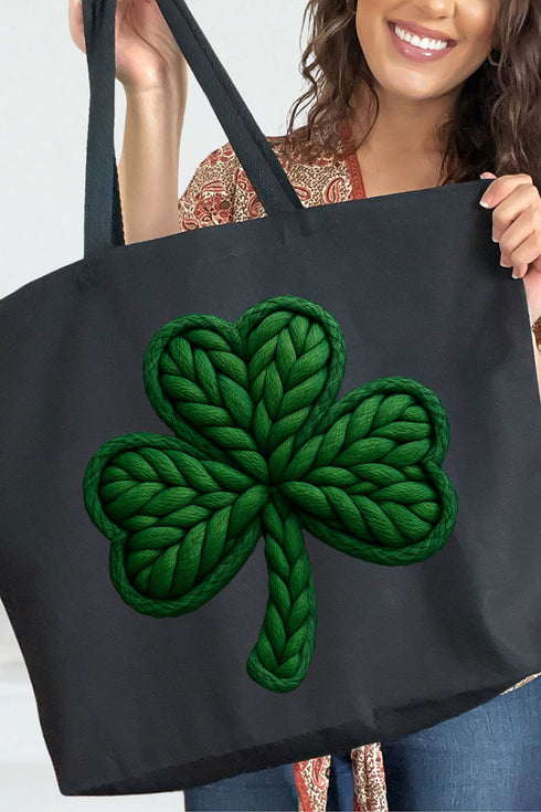 Faux Yarn Clover Canvas Jumbo Tote