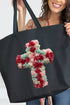 Faux Yarn Cross Canvas Jumbo Tote