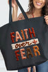 Faux Yarn Faith Over Fear Canvas Jumbo Tote