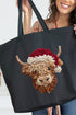 Faux Yarn Highland Cow Canvas Jumbo Tote