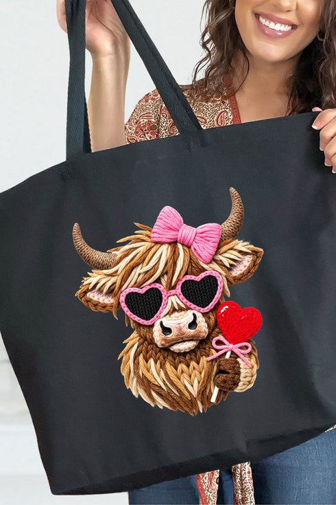 Faux Yarn Highland Romance Canvas Jumbo Tote