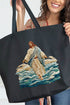 Faux Yarn Walking On Water Canvas Jumbo Tote