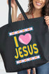 Folk Faith: I Love Jesus Canvas Jumbo Tote