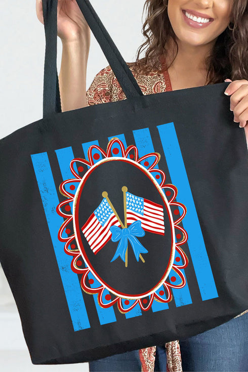 Freedom Flags Forever Canvas Jumbo Tote