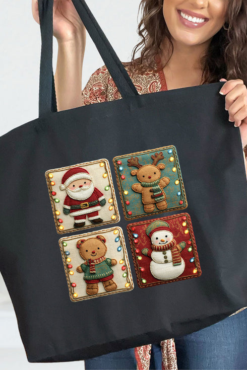 Gang's All Here Christmas Canvas Jumbo Tote
