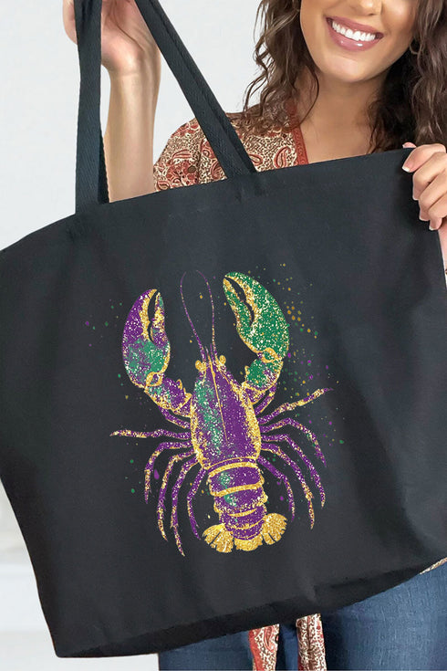 Glitzy Gras Crawfish Canvas Jumbo Tote