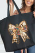 God Is Within Her Patchwork Bow Canvas Jumbo Tote