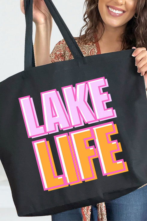 Golden Hour Lake Life Canvas Jumbo Tote