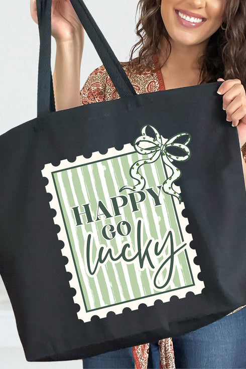 Happy Go Lucky Canvas Jumbo Tote