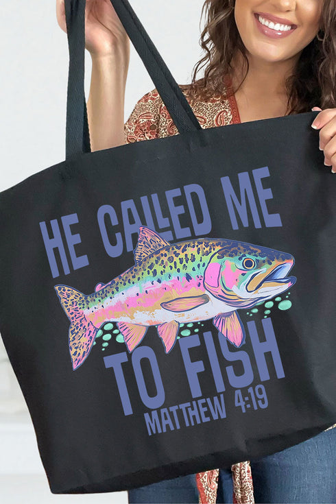 He Called Me To Fish Canvas Jumbo Tote