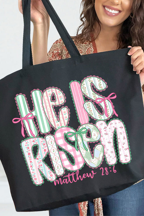 Lace & Bloom He Is Risen Canvas Jumbo Tote