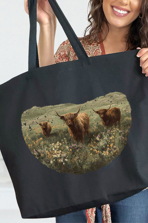 Highland Herd Canvas Jumbo Tote