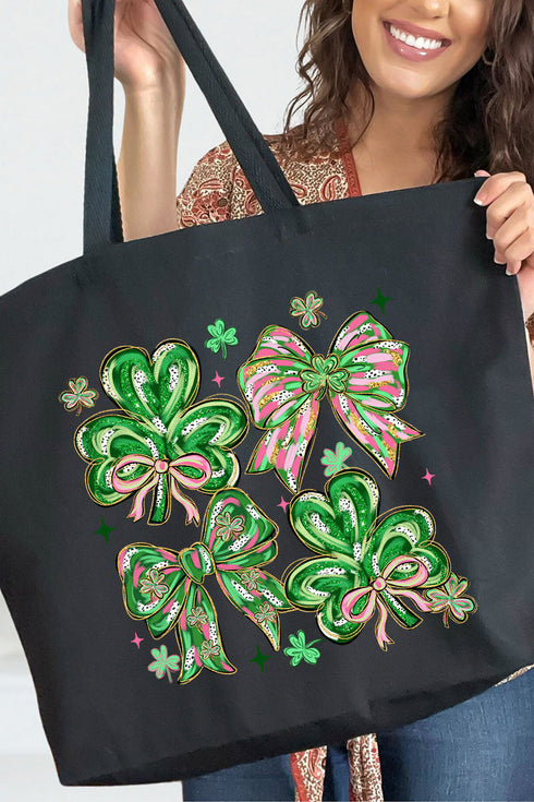 Lucky Luxe Bows Canvas Jumbo Tote