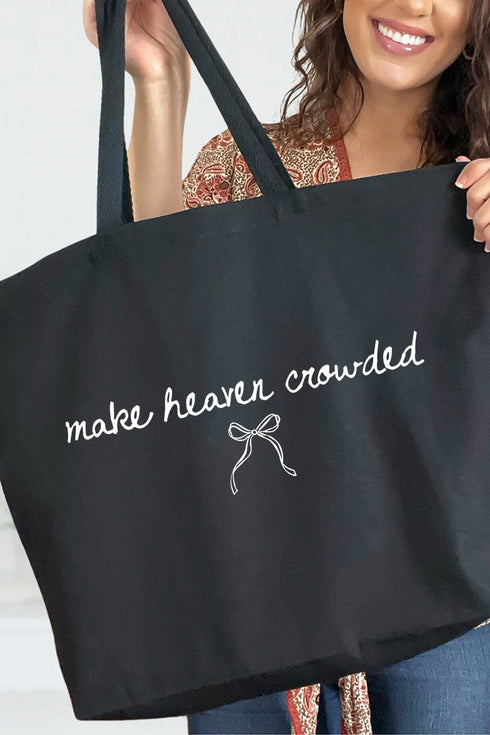 White Make Heaven Crowded Coquette Canvas Jumbo Tote
