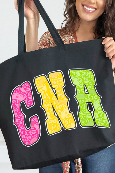 Personalized Neon Care Crew Canvas Jumbo Tote