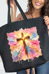 Pastel Brushstroke Cross Canvas Jumbo Tote