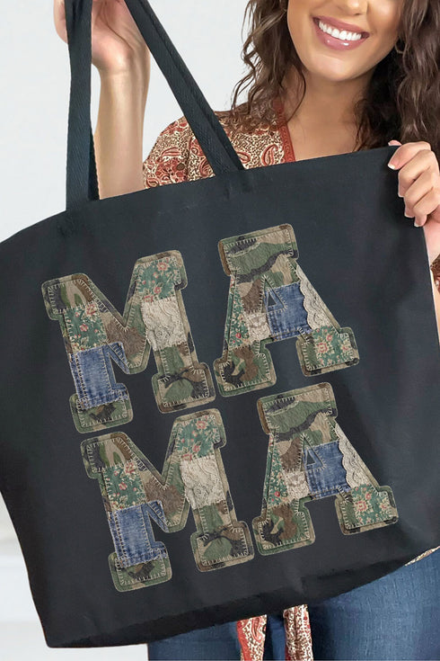 Patchwork Camo Mama Canvas Jumbo Tote