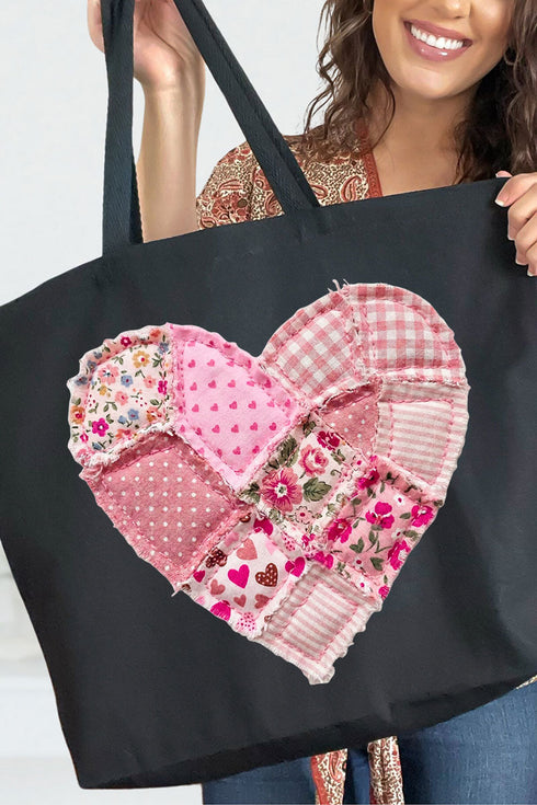 Patchwork Heart Canvas Jumbo Tote