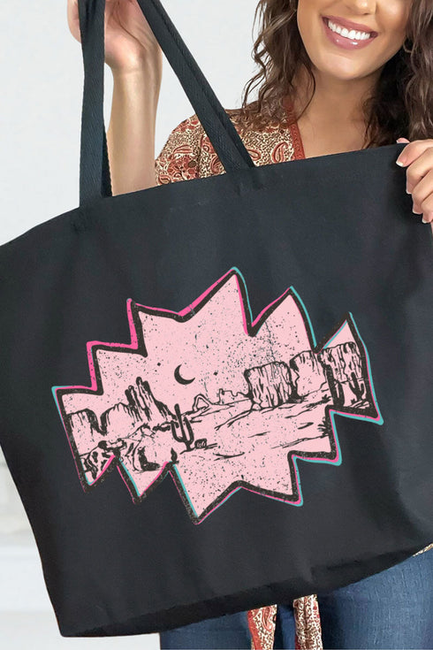 Pink Mesa Moonrise Canvas Jumbo Tote