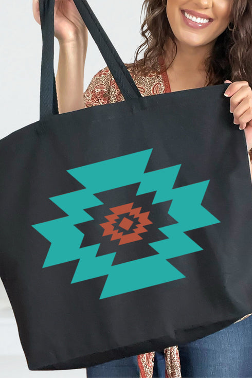 Punchy Aztec Canvas Jumbo Tote