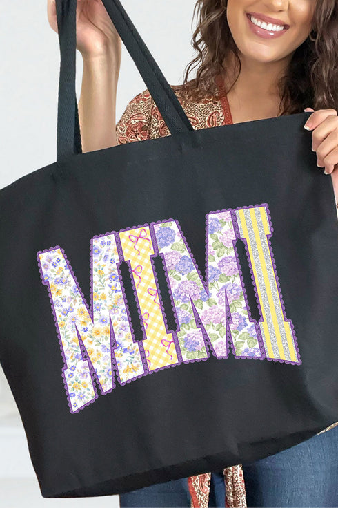 Personalized Purple Scalloped Mom Name Canvas Jumbo Tote