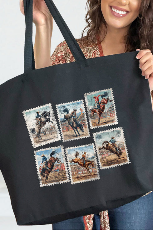Rodeo Stamps Canvas Jumbo Tote