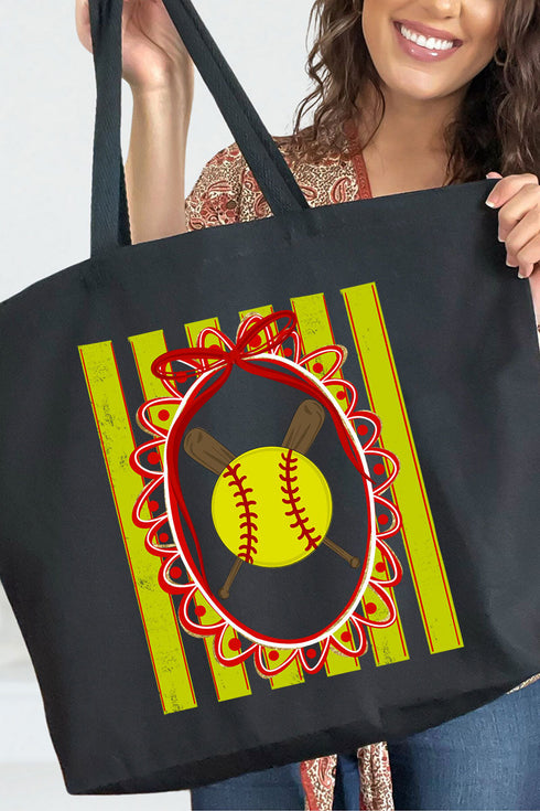 Softball Stripes Canvas Jumbo Tote