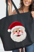 Faux Yarn Stitched With Cheer Santa Canvas Jumbo Tote