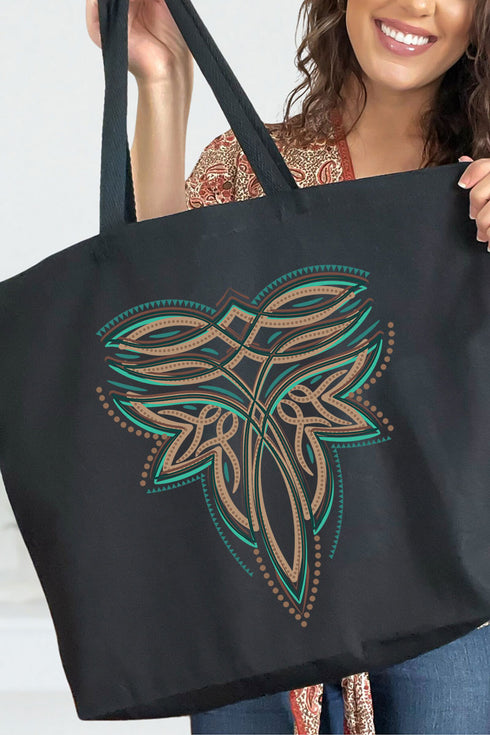 Tan Boot Stitch Canvas Jumbo Tote