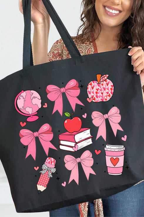Teacher Love Canvas Jumbo Tote