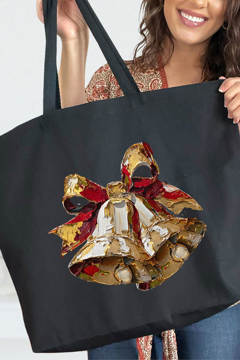 The Painted Christmas Bells Canvas Jumbo Tote