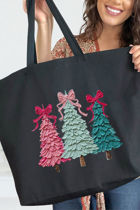 The Painted Trio Trees Canvas Jumbo Tote